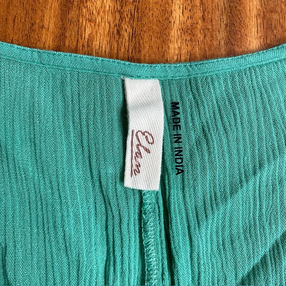 Elan Women’s Green Gauzy Rayon Crochet Tie Front Kimono Size XS Beach Tropical